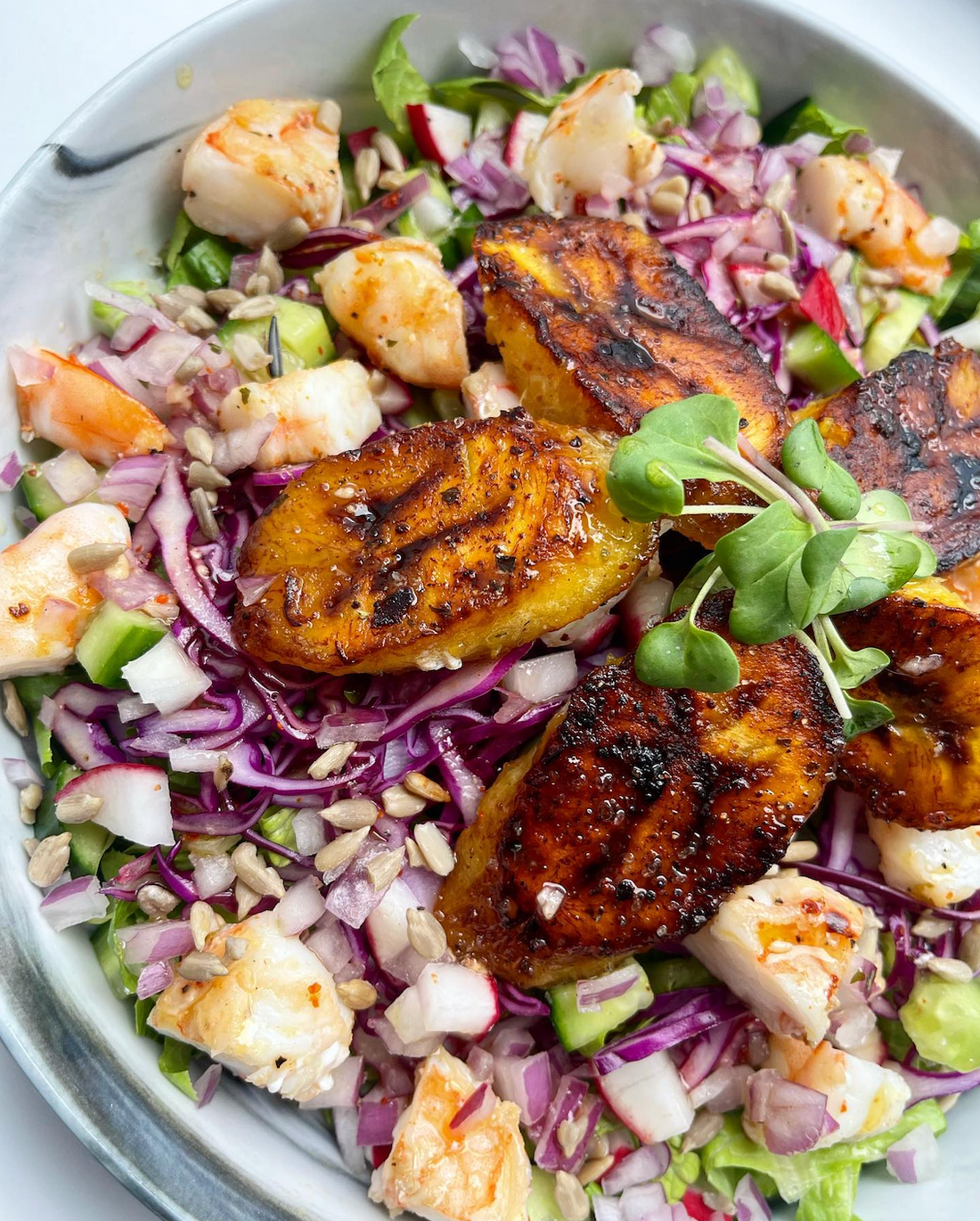 Simple Sweet and Savory Shrimp and Plantain Salad