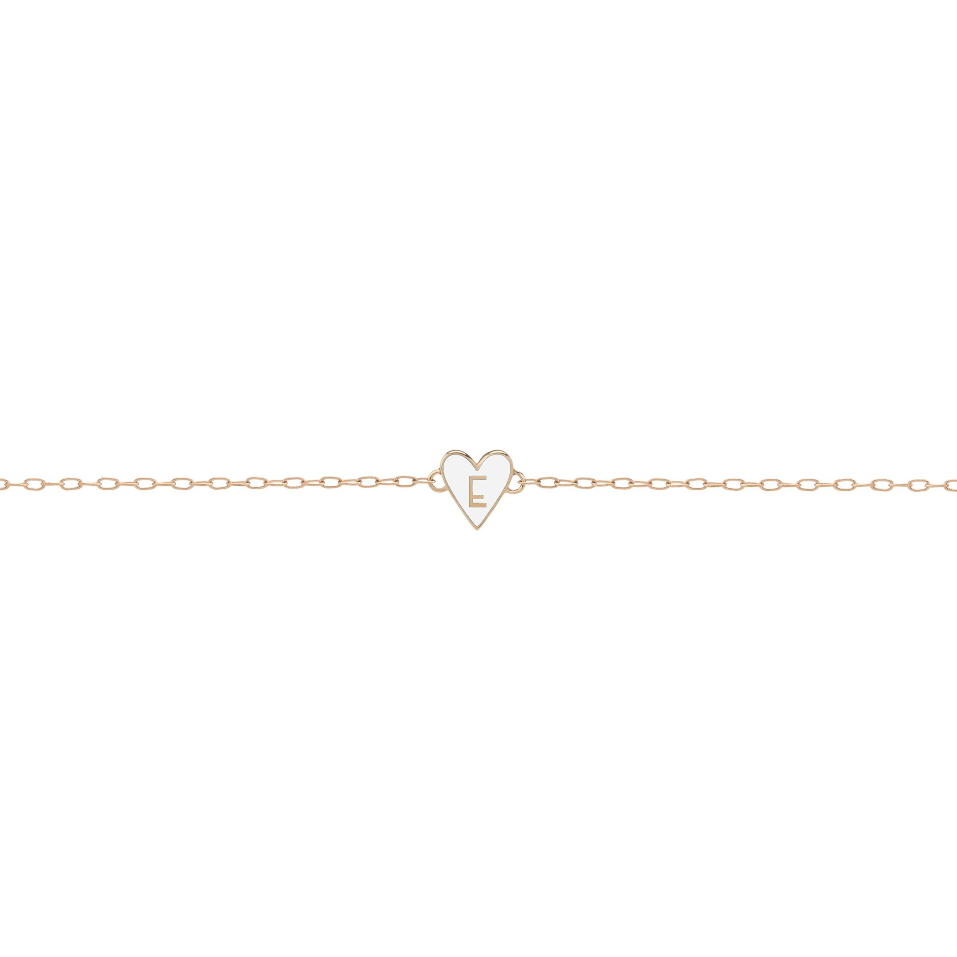 Mini Gold Border Enamel Heart Bracelet with Letter