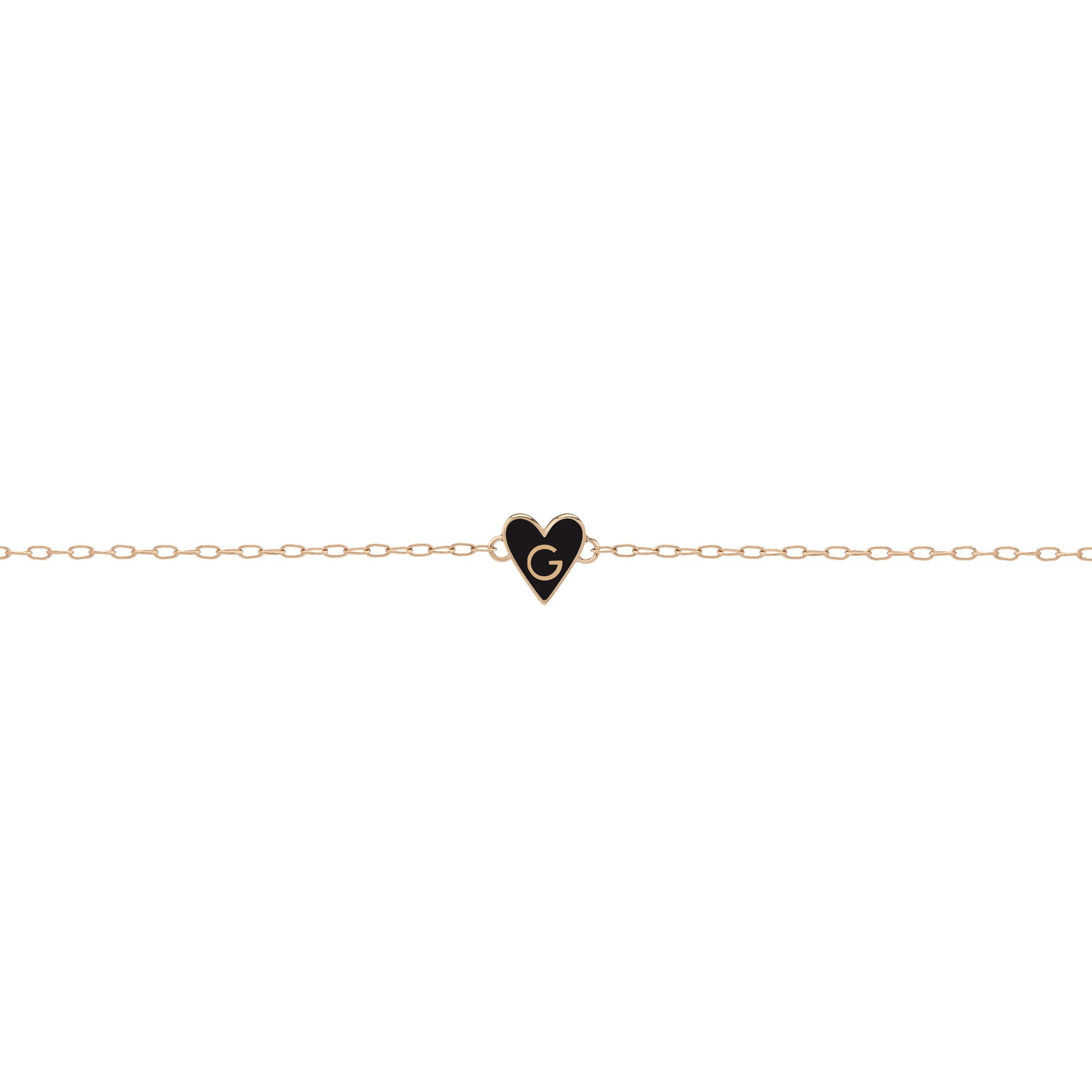 Mini Gold Border Enamel Heart Bracelet with Letter